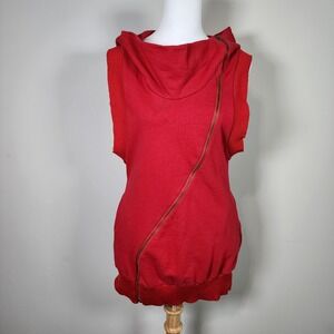 Didicat Sleeveless Hoodie Womens 36 Streetwear Asymmetric Zip Urban Vest Hip Hop